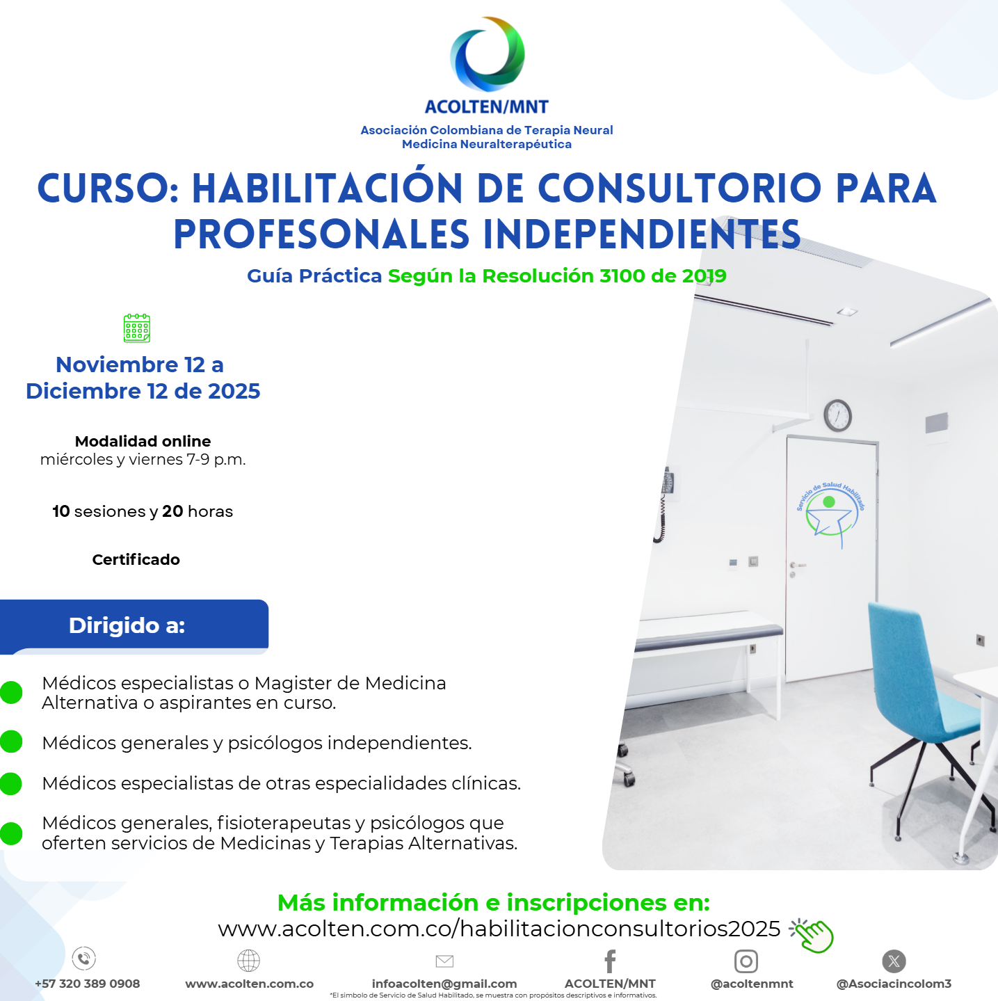 Curso Habilitación Consultorio Profesionales Independientes 2025 12 nov a 12 dic
